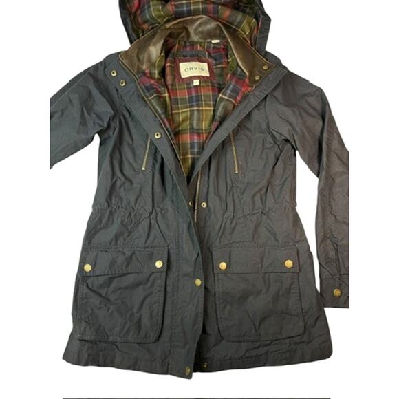 Orvis River Road Waxed Cotton Chore Coat Barn Jacket, Hooded | Sz S, Navy Blue - Picture 6 of 13